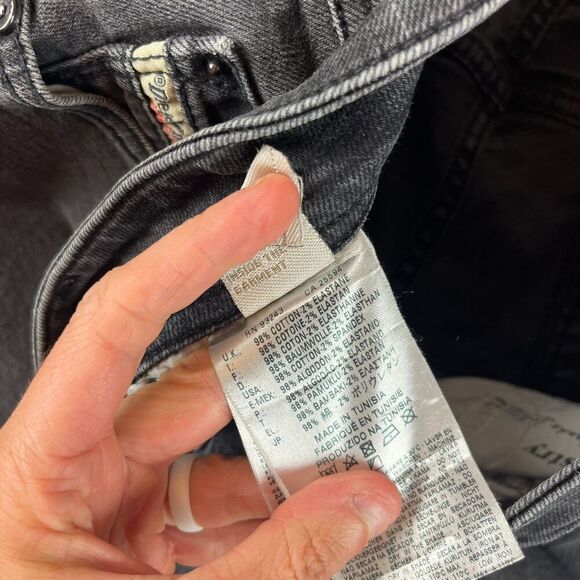 Diesel Sleenker Slim Skinny Black Distressed Button Fly Jeans 33X32(33X30.5) - Picture 2 of 15